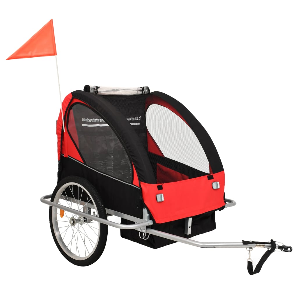 Fietstrailer En Kinderwagen 2-In-1 En Grijs