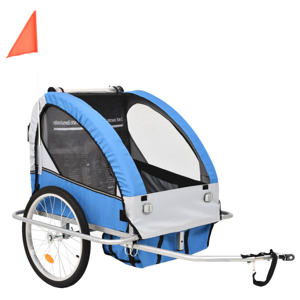 Fietstrailer En Kinderwagen 2-In-1 En Grijs