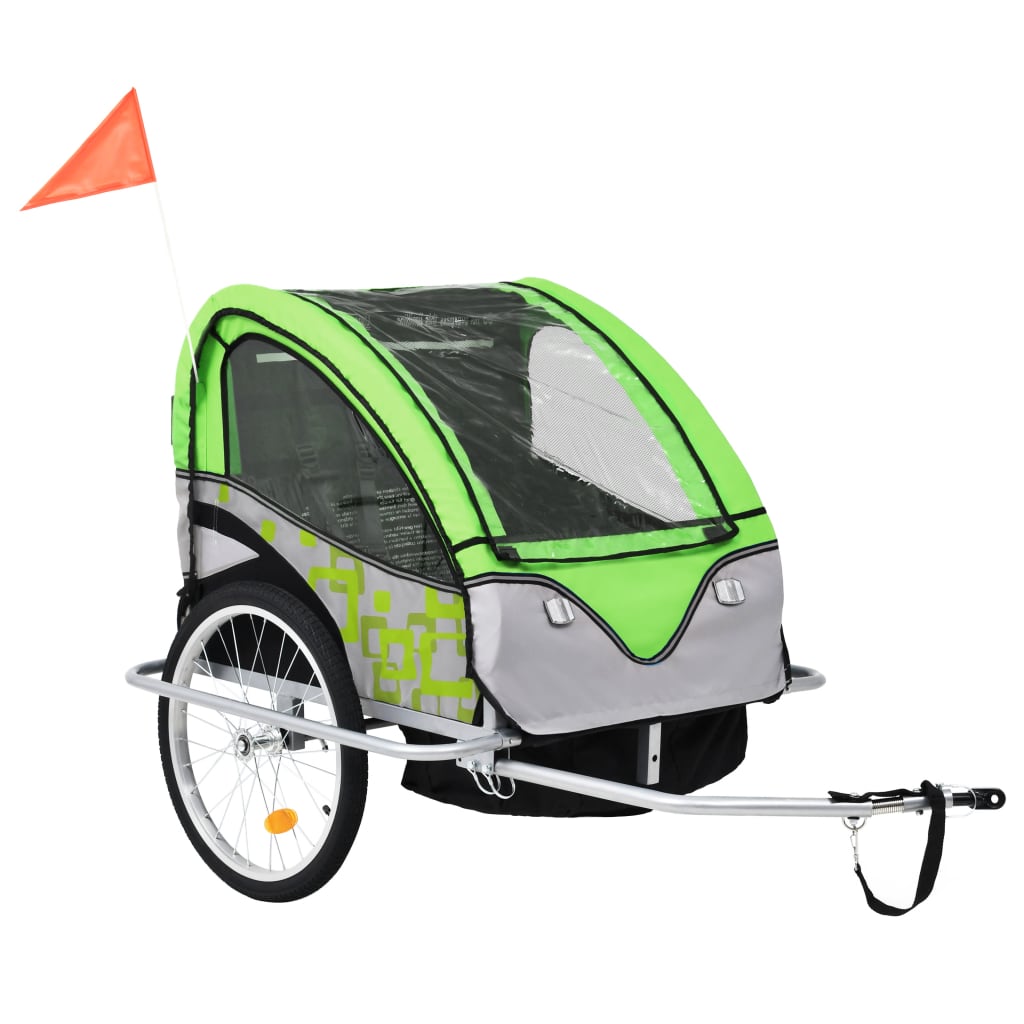 Fietstrailer En Kinderwagen 2-In-1 En Grijs