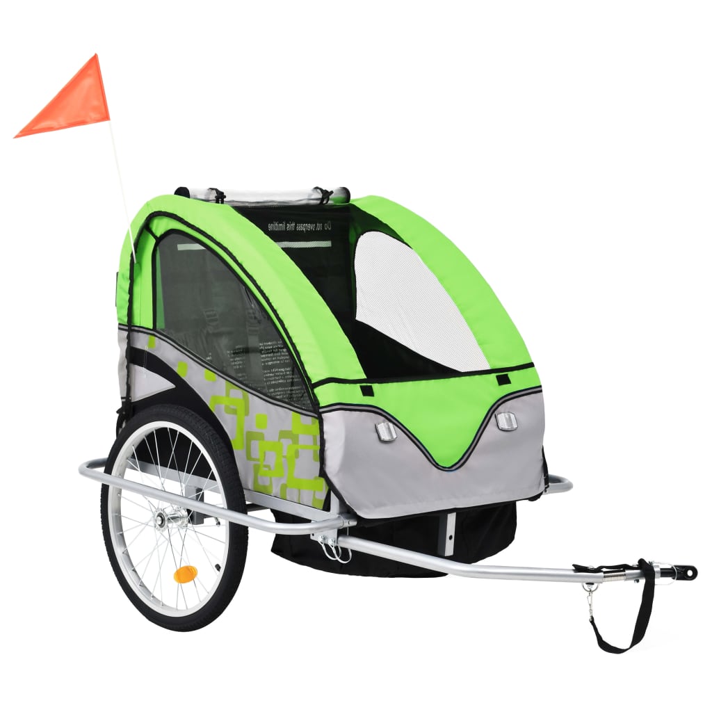 Fietstrailer En Kinderwagen 2-In-1 En Grijs