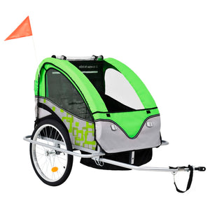 Fietstrailer En Kinderwagen 2-In-1 En Grijs