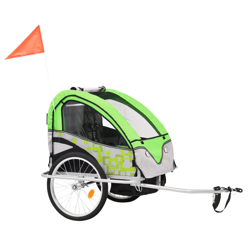 Fietstrailer En Kinderwagen 2-In-1 En Grijs