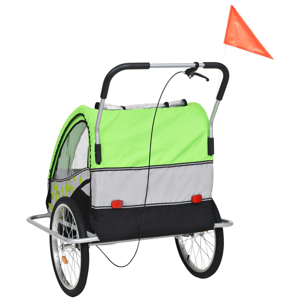 Fietstrailer En Kinderwagen 2-In-1 En Grijs