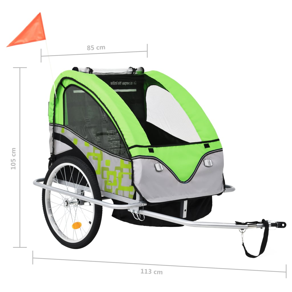 Fietstrailer En Kinderwagen 2-In-1 En Grijs