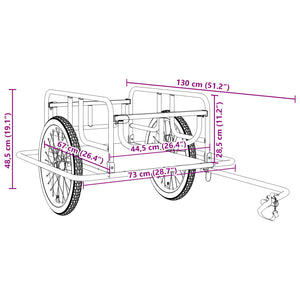 Fietstrailer 130X73X48,5 Cm Staal Zwart