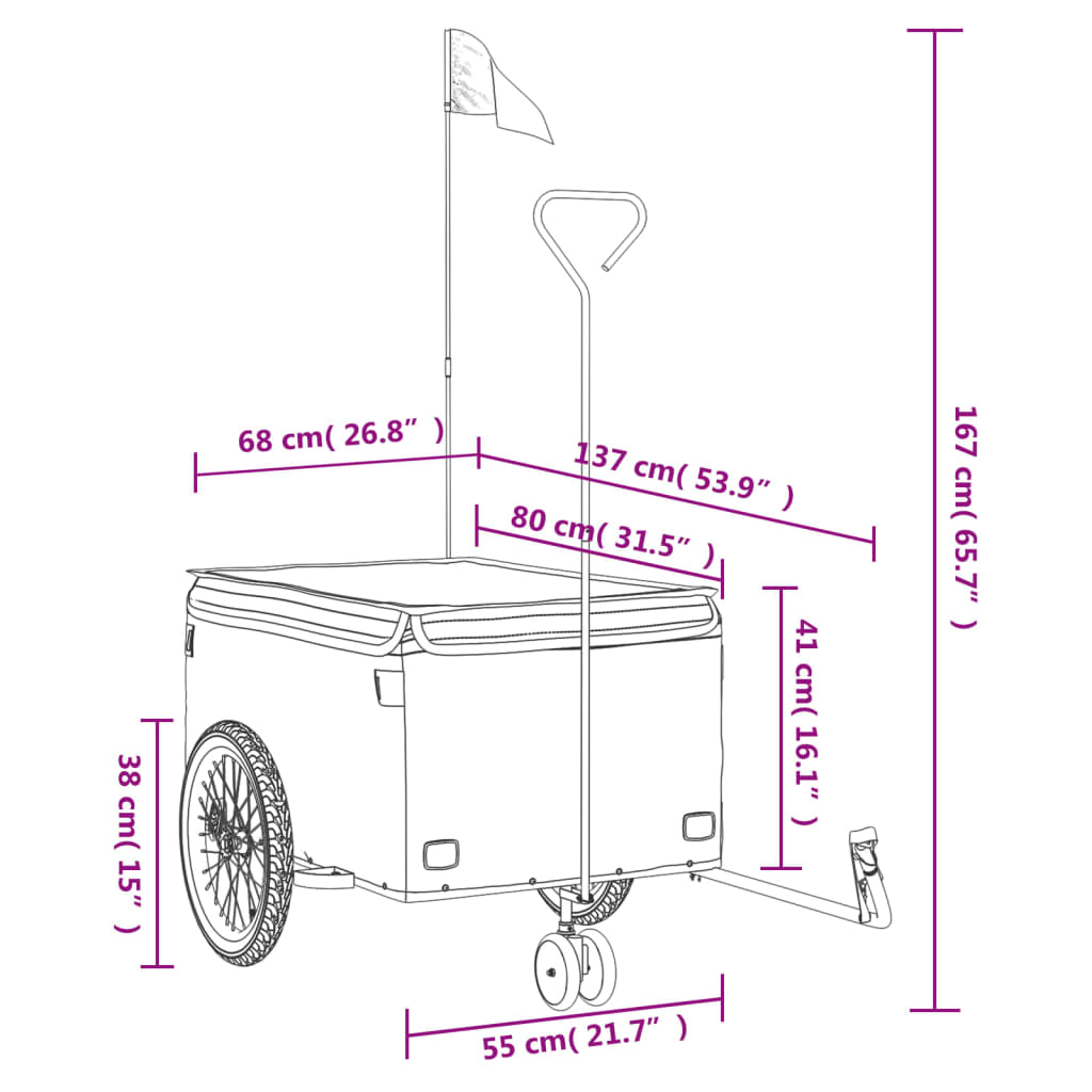 Fietstrailer 45 Kg Ijzer Zwart En